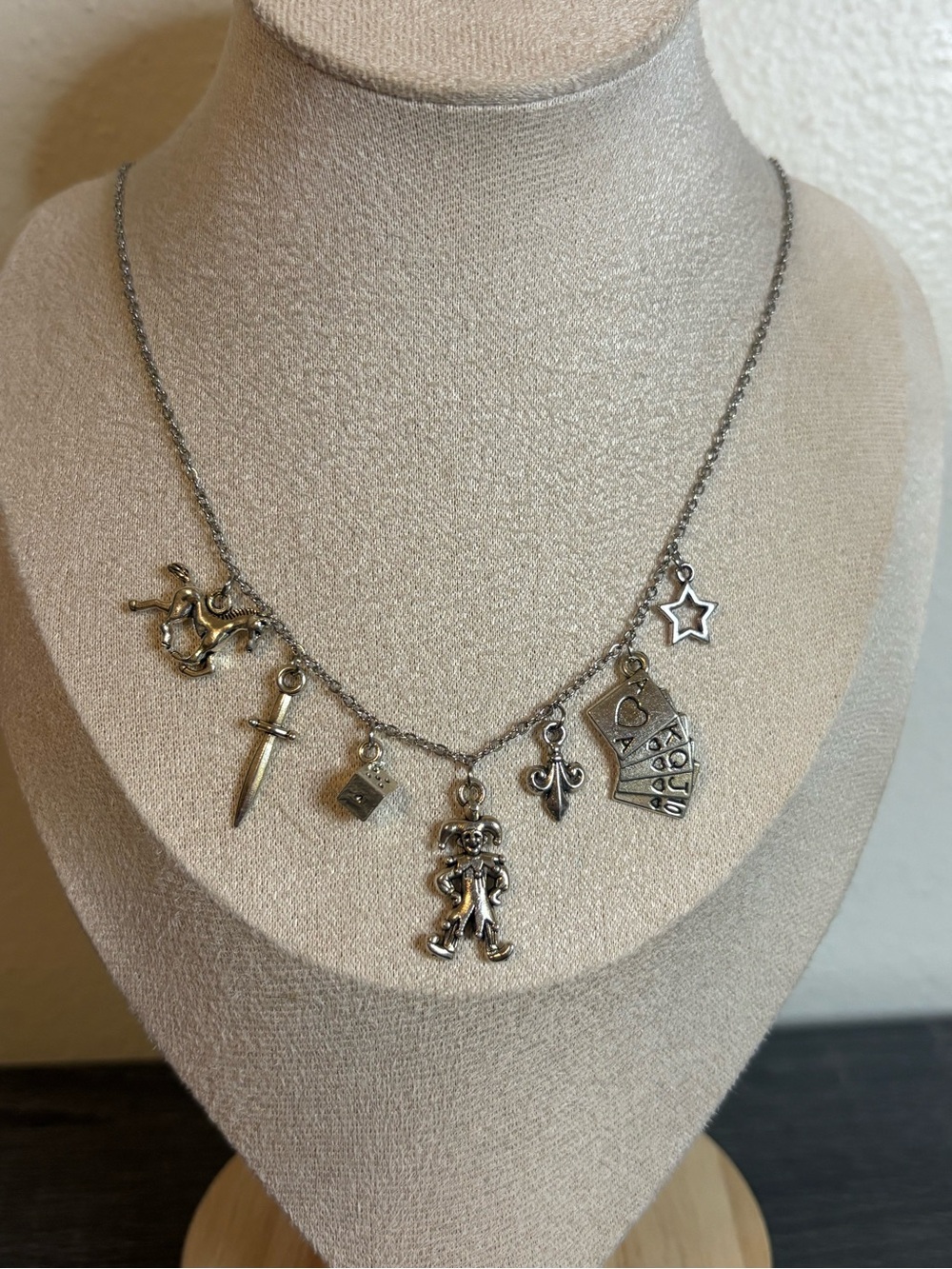 Handmade Silver Medieval Style Charm Necklace